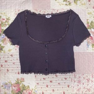 garage purple lace crop top